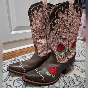 Tony Lama Brown Rose Boots